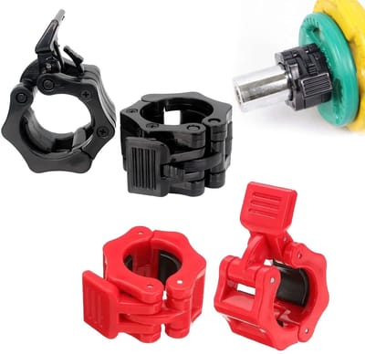 Dailygoods- Haltersluiting Zwart/Rood - Halterklemmen - Snelsluiting - 25mm - 4 Stuks - Hoogwaardig ABS-Materiaal - Halterklem