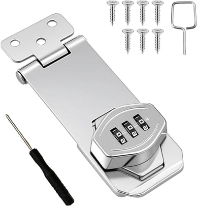 Veiligheidsrotor met 3-cijferige combinatie, anti-diefstal slot voor kasten, lades en garages - 10.5 cm, zilver