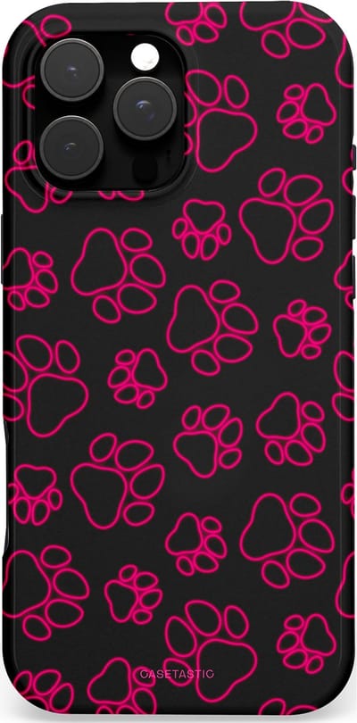 Casetastic hoesje geschikt voor Apple iPhone 16 Pro Max - MagSafe - Dubbellaagse bescherming - Neon pootjes - Fashion Case - Zwart Bordeaux