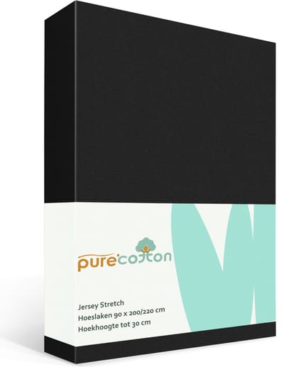 Hoeslaken 90x200 - Katoen jersey - Hoekhoogte 30cm - Elastiek rondom - Zwart