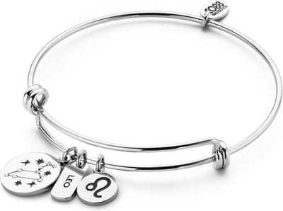 CO88 Collection Zodiac 8CB-90274 Stalen Armband met Hangers - Sterrenbeeld Leeuw - One-size - Zilverkleurig