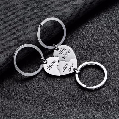 Fler® | Sleutelhanger set moeder en dochters | Moederdag cadeautje | Mom Big Sister Little Sister | geschenk | Kerstcadeau | Sieradenset