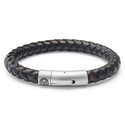 Collins | 8 mm Bruine Geweven Leren Armband