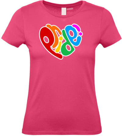 Dames T-shirt Pride Hart | Gay pride shirt kleding | Regenboog kleuren | LGBTQ | Roze dames | maat XS