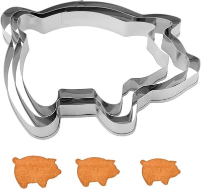 Dailygoods- Koekvormpjes 3 Stuks - Varkensvorm - Roestvrij Staal - Bakvormen - Grappige Dierlijke Vormpjes - Voor Perfecte Lekkernijen