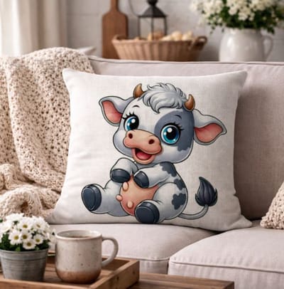 Canvas Happy Cow Collection kussenhoes - 45x45 cm