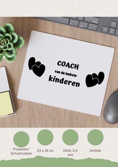Akyol - coach van de leukste kinderen Muismat - Coach - de leukste coach - verjaardag - cadeautje voor coach - kado - geschenk - 23 bij 19 cm