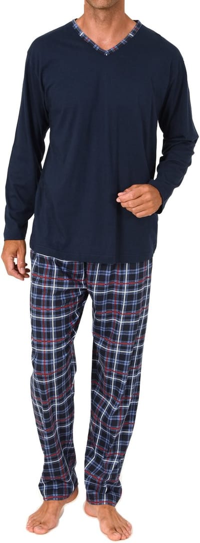 Normann herenpyjama met lange jersey pyjamabroek in geruite look - ook in grote maten