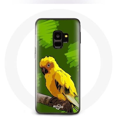 Hoesje voor Samsung Galaxy S9 Gele parkietvogels Groene achtergrond