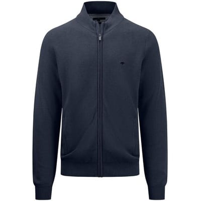 Fynch-Hatton Vest Cardigan Zip Fine Structure Cotton Navy / male