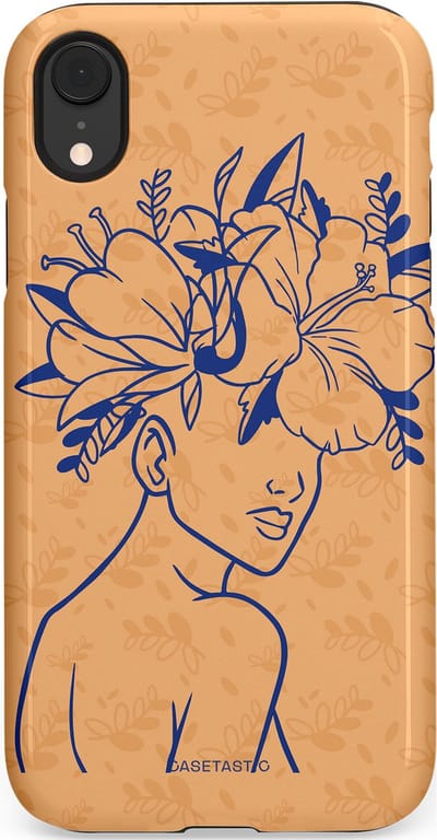 Casetastic hoesje geschikt voor Apple iPhone XR - Dubbellaagse bescherming - Lijn en Bloesem - Fashion Case - Perzik