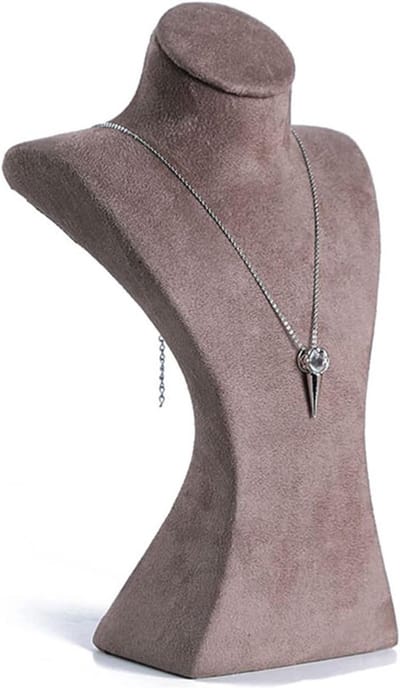 Sieraden Display Buste - Kettinghouder Standaard - Sieraden Tentoonstellen - Omwikkeld met Vezelfluweel - Klein - Zwart