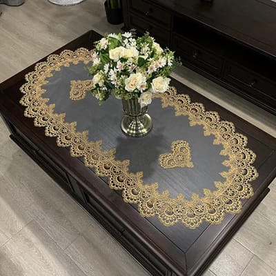 Tafelkleed Voor Theetafel Mat Eettafelhoes Ovaal Wit Europa Geborduurd Polyester Bloemen Woonkamer Kant Huisgebruik Decoratie 40X90cm