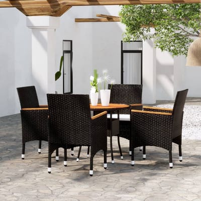 vidaXL - 5-delige - Tuinset - poly - rattan - zwart