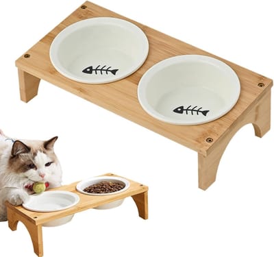 Verhoogde Voerbak - Hondenbak - Comfortabel Eten - Whisker Vriendelijk - 33.7L x 18.2W - Visgraat