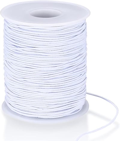 Elastische draad, 1 mm x 100 m elastisch kralenkoord, elastiek, kralendraad, elastisch koord voor doe-het-zelf halskettingen, armbanden, handwerk, sieraden maken, wit