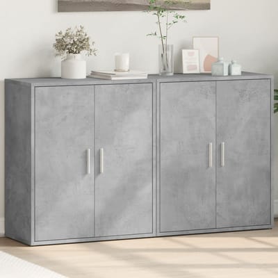 vidaXL - Dressoirs - 2 - st - 60x31x70 - cm - bewerkt - hout - betongrijs