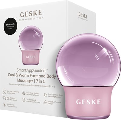 GESKE SmartAppGuided™ Cool & Warm Face & Body Massager | 7 in 1 | Multifunctioneel massageapparaat | Gezicht & Lichaam | Batterijloos koelen en warmen | Verstevigt en ontspant | Bolvormig