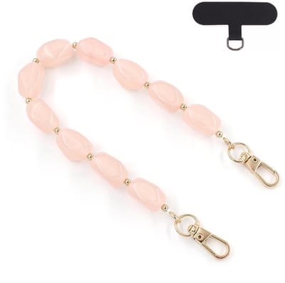 Telefoonkoord - Kralen Lichtroze | Lengte 32 cm | Acryl/Bijoux | Fashion Favorite