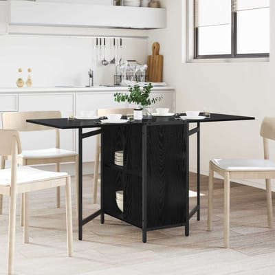 vidaXL - Eettafel - 144 - x - 60 - x - 75 - cm - Bewerkt - hout - Zwart - eiken - Rechthoekig