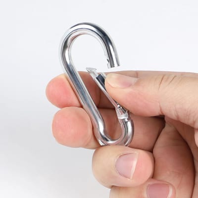 Karabijnhaak voor zware lasten, 20 stuks M6 60 mm x φ6 mm, karabijnhaak van roestvrij staal 304, grote karabijnhaak van roestvrij staal, bevestiging draagkracht 110 kg