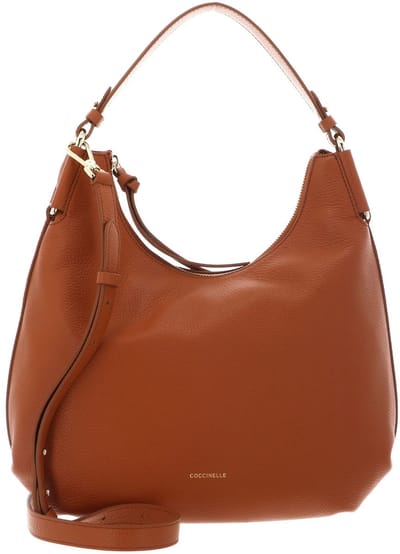 COCCINELLE Leren schoudertas Rebekka Handbag Grained Leather Crab Lichtbruin