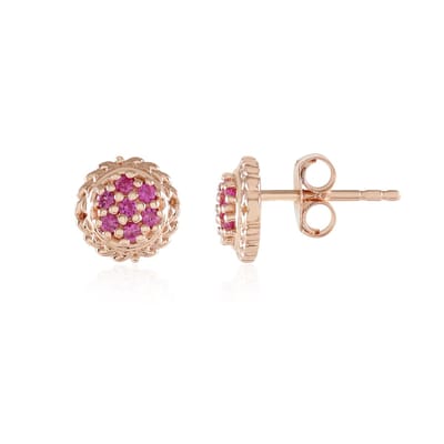 Cavill - Zilveren Oorbellen met Roze Saffier 0,25 ct - 925 Sterling Zilver - Roségoudlaag - Ronde Prong-zetting - Luxe Sieraden 8 mm