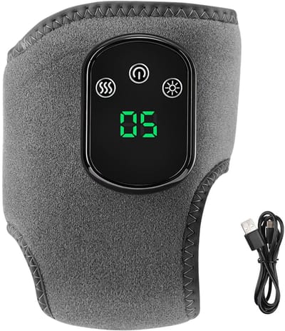 longziming -Elektrische Verwarmde Enkelband – 5 Warmteniveaus & 3 Massagestanden – Infrarood Compressie – USB Oplaadbaar – Grijs – 1 Stuk