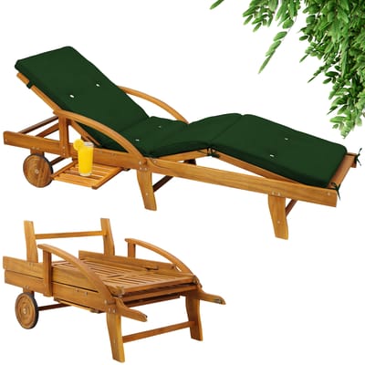 Ligbed Tami Sun® acaciahout incl kussen Groen