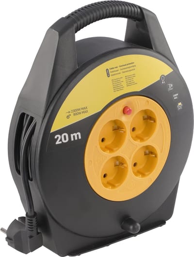 ETM  Kabelbox - 20m met 3 x 1.0 mm2 PVC Snoer - Zwart/Rood