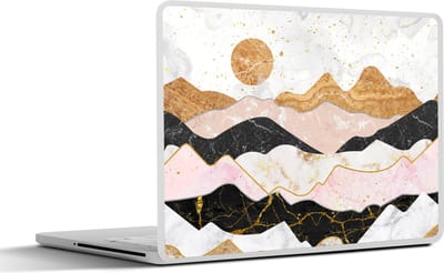 Laptop sticker - 11.6 inch - Marmer print - Goud - Pastel - 30x21cm - Laptopstickers - Laptop skin - Cover