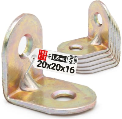 LUN FIX - meubelbouwhoeken - 5 stuks - Geel Verzinkt - 20x20x16x1,5 mm - Houtverbinder
