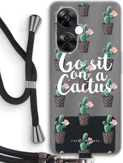 Case Company® - Hoesje met koord geschikt voor OnePlus Nord CE 3 Lite hoesje met Koord - Cactus quote - Telefoonhoesje met Zwart Koord - Bescherming aan alle Kanten en Over de Schermrand