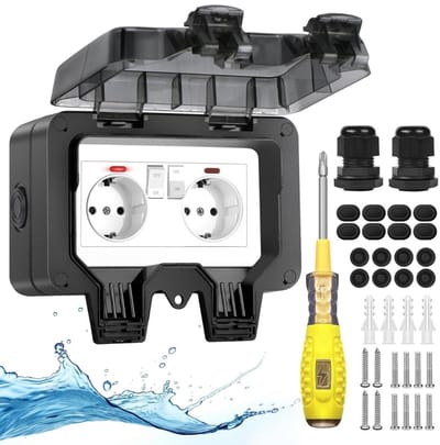 Buitenstopcontact - Buitenstopcontacten Waterdicht - Tuincontactdoos - Zwart