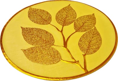 4x Placemat Leaves - Goud Kleur - Feest / Kersttafel - Chique - Placemat Rond - 39,5cm
