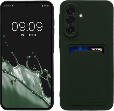 kwmobile telefoonhoesje geschikt voor Samsung Galaxy A56 5G - Hoesje met pasjeshouder - TPU case in donkergroen