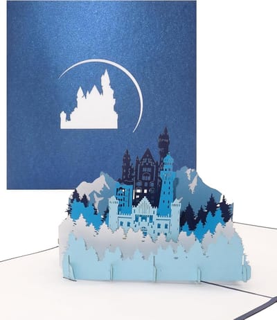 3D Pop-up Kaart Bergpanorama & Kasteel Souvenir Wenskaart