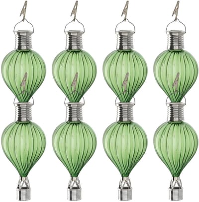 Cepewa LED ballonhanger - 8x - groen - H17 cm - luchtballon - tuinverlichting/buitenlamp