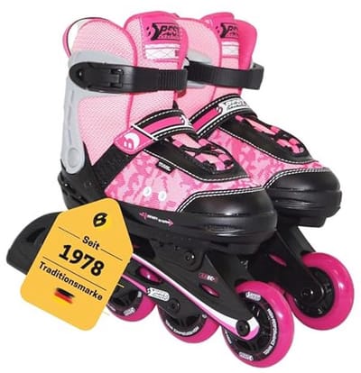 Inline Skates voor Kinderen en Volwassenen - Verstelbare Rolschaatsen in Roze en Zwart, Grootte 38-41 met Rem