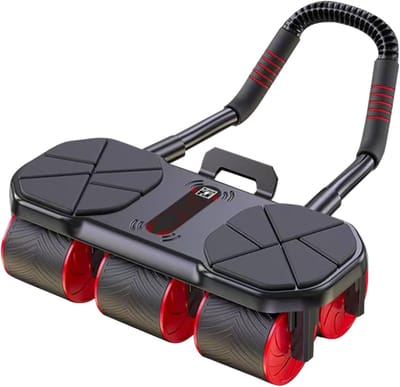 Buikspierroller Wiel - Buikspiertrainer Core Trainer - Thuis Krachttraining - Automatisch Terugrollend - 36x42x22cm - Rood Zwart