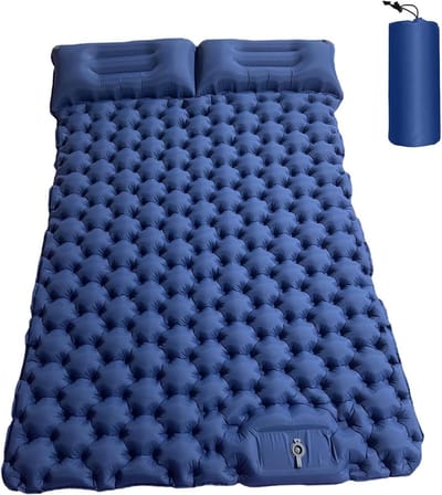 Instinct® 2 Persoons Buiten Slaapkussen - Camping Opblaasbare Matras met Kussens - Ultralicht Reis mat Opklapbed voor Wandelen en Trekking - 196x125x9 cm - blauw