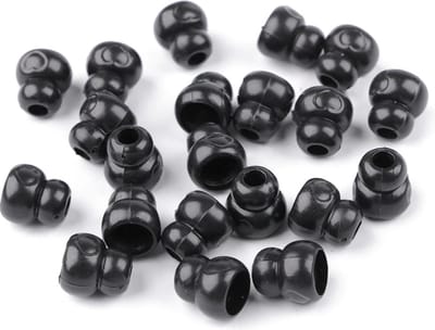 10 koordstoppers klein zwart - koorduiteinde - koordstopper gewelfd - small - koordeindjes met hartje