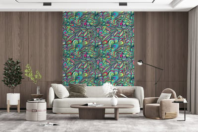 Behang - Fotobehang Fantasy - Design - Kleuren - Retro - Breedte 165 cm x hoogte 220 cm