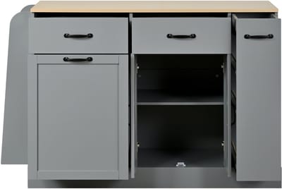 HAUSS SPOLE Dressoir - Met Open Vakken En Afvalvak - Voor Keuken En Eetkamer - MDF - 133,5x40x86 Cm - Grijs