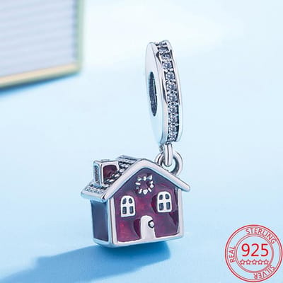 Nouveau Charm Pendentif Maison Familiale Chaleureuse en Argent Sterling S925 Compatible Bracelets et Colliers Fashion Moment DIY Bijoux Cadeaux pour Femmes white