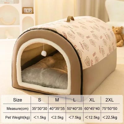 Grote hondenkennel Warme winterhondenhuismat Afneembare wasbare hondenbednest Diepe slaaptent voor middelgrote en grote honden Huisbenodigdheden L 50X40X35CM