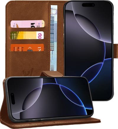 Hoesje geschikt voor iPhone 16 - Portemonnee Book Case Bruin