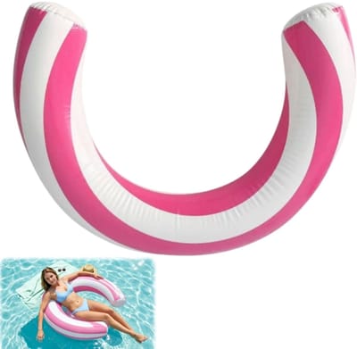 Opblaasbare zwemband - zwembadmatras - zwembadspeelgoed - gebogen zwemring - zwemband - opblaasbare ligstoel - zwemring - geschikt voor zwembaden, stranden en wateractiviteiten - roze - 75*54 cm