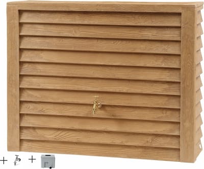 Graf regenton Woody 350 L Lightwood-met messing kraan-met vulautomaat voor rechthoekige regenpijp