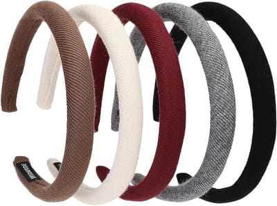 Elegante Haarbanden voor Dames - Set van 5 Stijlvolle Stoffen Haarreifen in Zwart voor Vrouwen en Meisjes